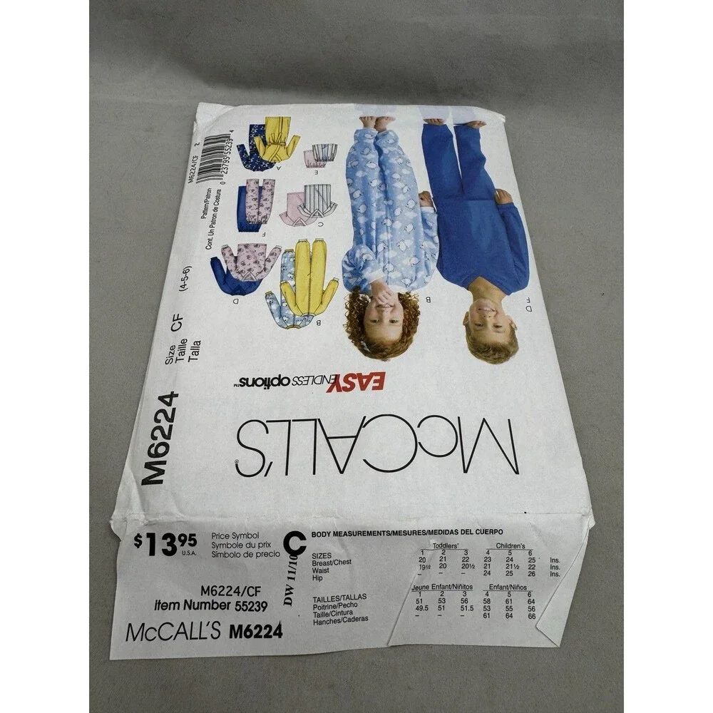 McCall's M6224 Sewing Pattern Sz 4-6 Childrens Robe Belt Top Shorts Pants Easy
